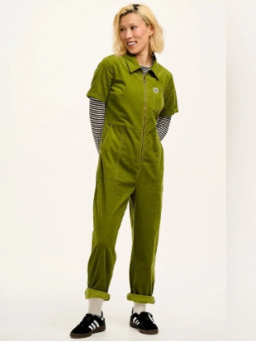 NWOT Lucy & Yak Rex Short Sleeve Jumpsuit Green Size UK8 US4 Tall
